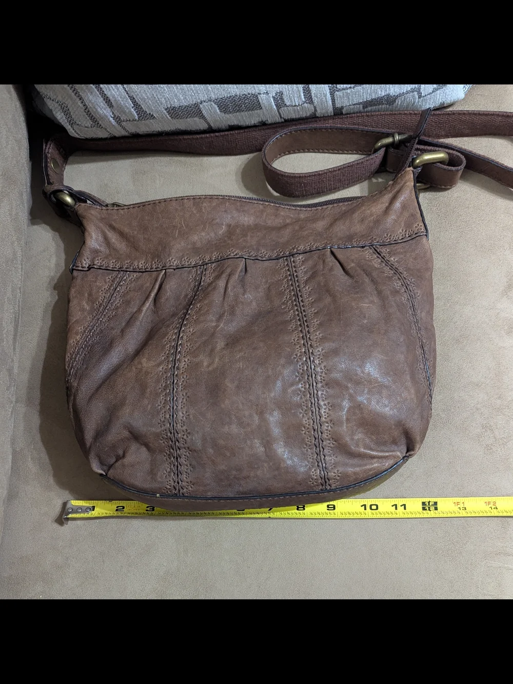 Fossil Talita Hobo Brown Leather Crossbody Bag